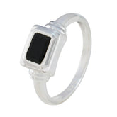 Kristine Black Solitaire Ring for Women in Silver